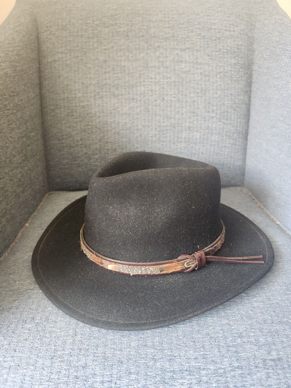 Black Wool Western Hat Men's Size L